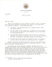 John A Burns Signed Letter 1972 Autographed Governor of Hawaii / re Communes