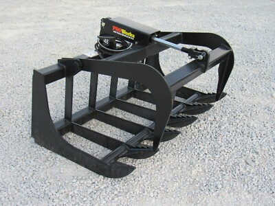 #ad 48quot; Root Rake Grapple Bucket Attachment Skid Steer Tractor Loader Quick Attach $1449.99