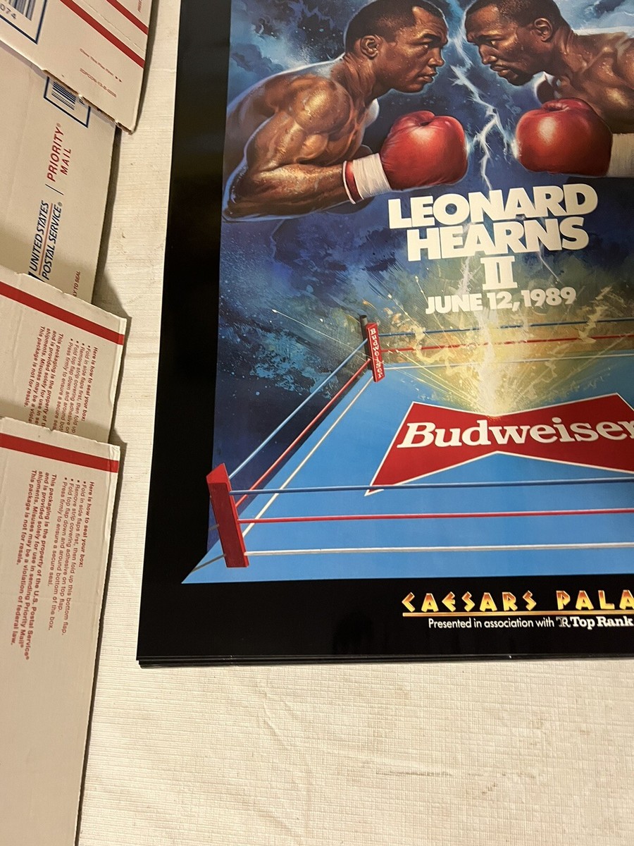 1989 SUGAR RAY LEONARD VS THOMAS HEARNS BOXING POSTER BUDWEISER