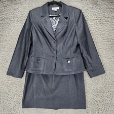 Sag Harbor 2 Piece Suit Womens 12 Gray Blazer Jacket Skirt GUC