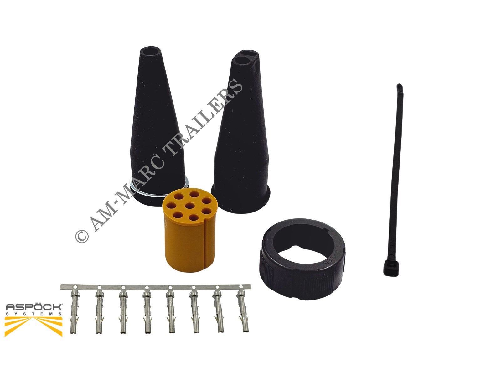Aspock Yellow 8 Pin Rear Light Connector Plug Bayonet 15-0821-507 Trailer
