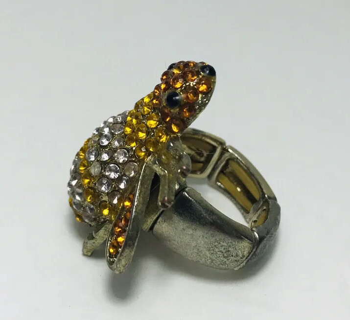 Bumble Bee Rhinestone Stretch Ring Expandable Ban… - image 3