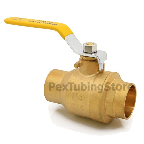 1-1/4" Sweat (CxC) Brass Ball Valve Full Port, Shut-Off Valves, 600psi WOG