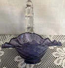 New ListingFenton Mulberry Diamond Optic Ruffled Basket with Clear Handle #192