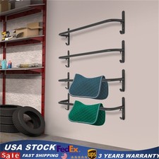 4 Saddle Blanket Racks with Hooks Wall Mounted Black Steel Saddle Blanket Bar