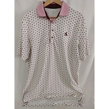 Greyson Golf Polo Shirt All Over Print Short Sleeve White Pink Large
