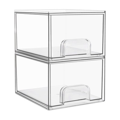 Vtopmart 2 Pack Drawer Organizer, Transparent Bathroom Organizer with 16