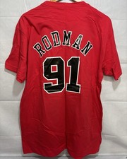 Dennis Rodman Jersey SHIRT Mitchell Ness New Men  s Size Medium Red Chicago Bulls