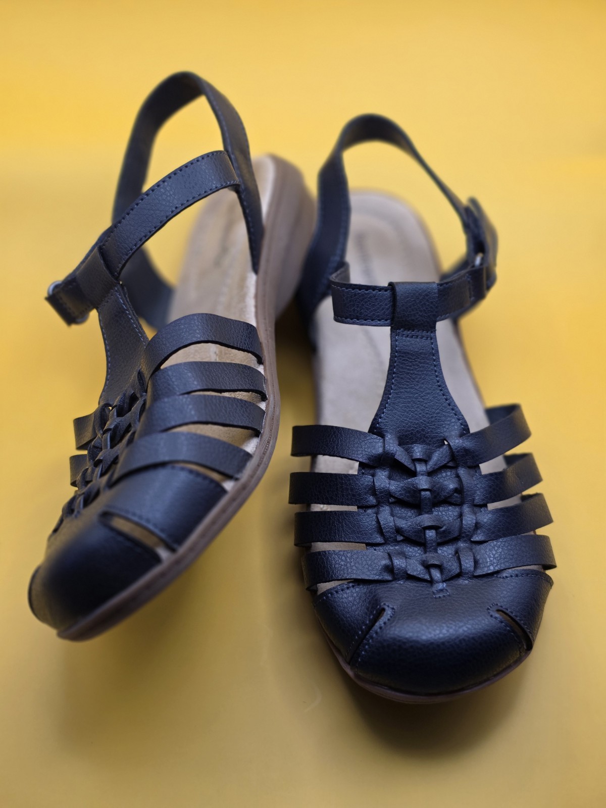 Baretraps Navy Woven Fisherman Sandals Women's Size 10W Buckle Adjustable Strap