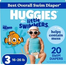 Huggies Little Swimmers Disposable Swim Diapers Size 3 16-26 lbs 20 Ct NEMO