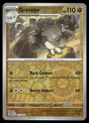 Graveler 075/165 Reverse Holo Scarlet & Violet Pokemon TCG trading card
