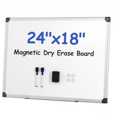 Magnetic White Board Kit for Wall 1 Dry Eraser  2 Multicolor 24" x 18" Silver