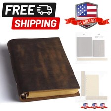 Leather Refillable Notebook,Vintage Leather Journal Diary Journal,7 x 5 IN A6...