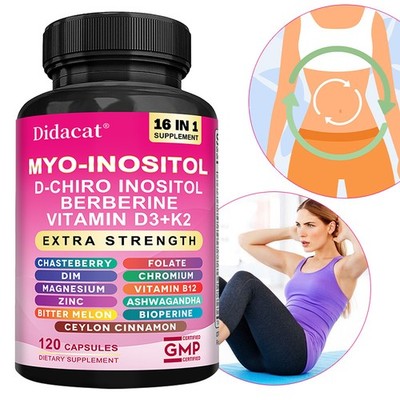 Myo Inositol D-Chiro Inositol Vitamin D3+K2 Women's Health Bone 120 Capsules