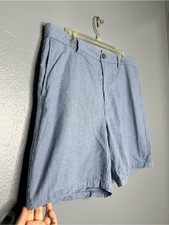 Old Navy Linen Cotton Men's Vacation Resort Preppy Blue Flat-Front Shorts size 3