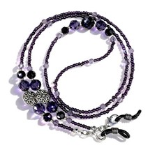 Beaded Glasses Chain for Women Men, Vintage Purple Stones Eyeglass Chains wit...