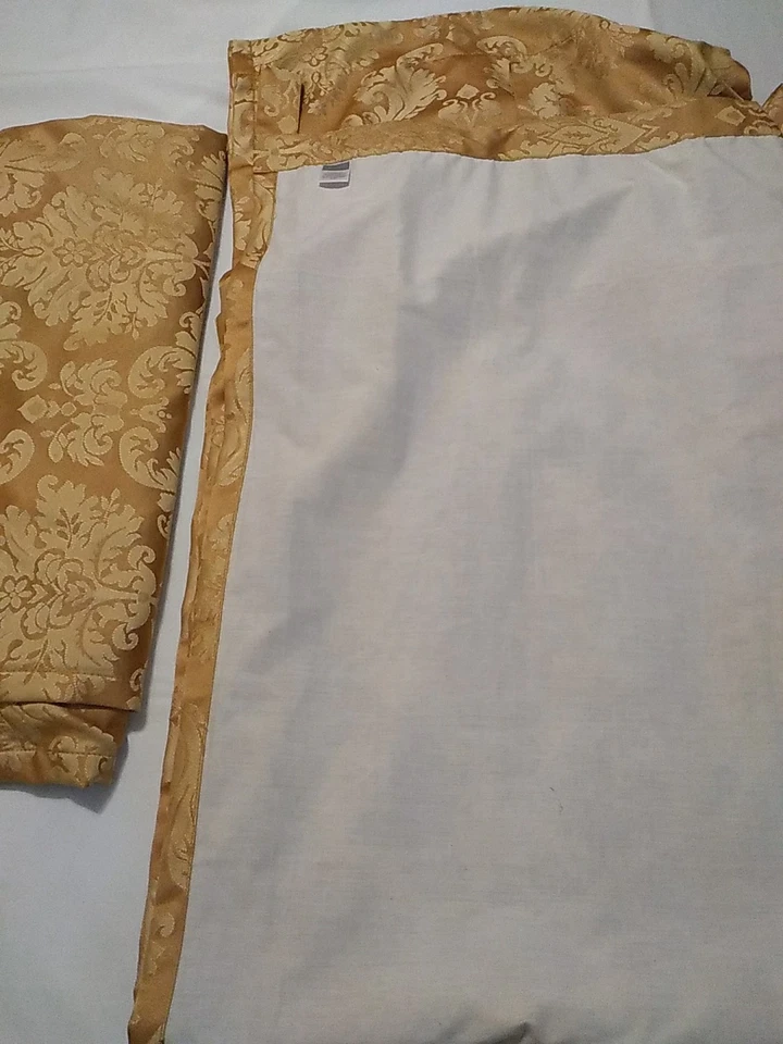 Cortinas jacquard Croscill Home 2 painéis bolso haste damasco dourado - Imagem 4 de 4
