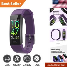 Stylish Waterproof Fitness Tracker with Heart Rate  Sleep Monitor - Purple
