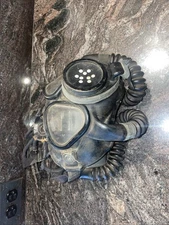 Vintage USN Navy Gas Mask with Hoses and Canister Original Universal Size