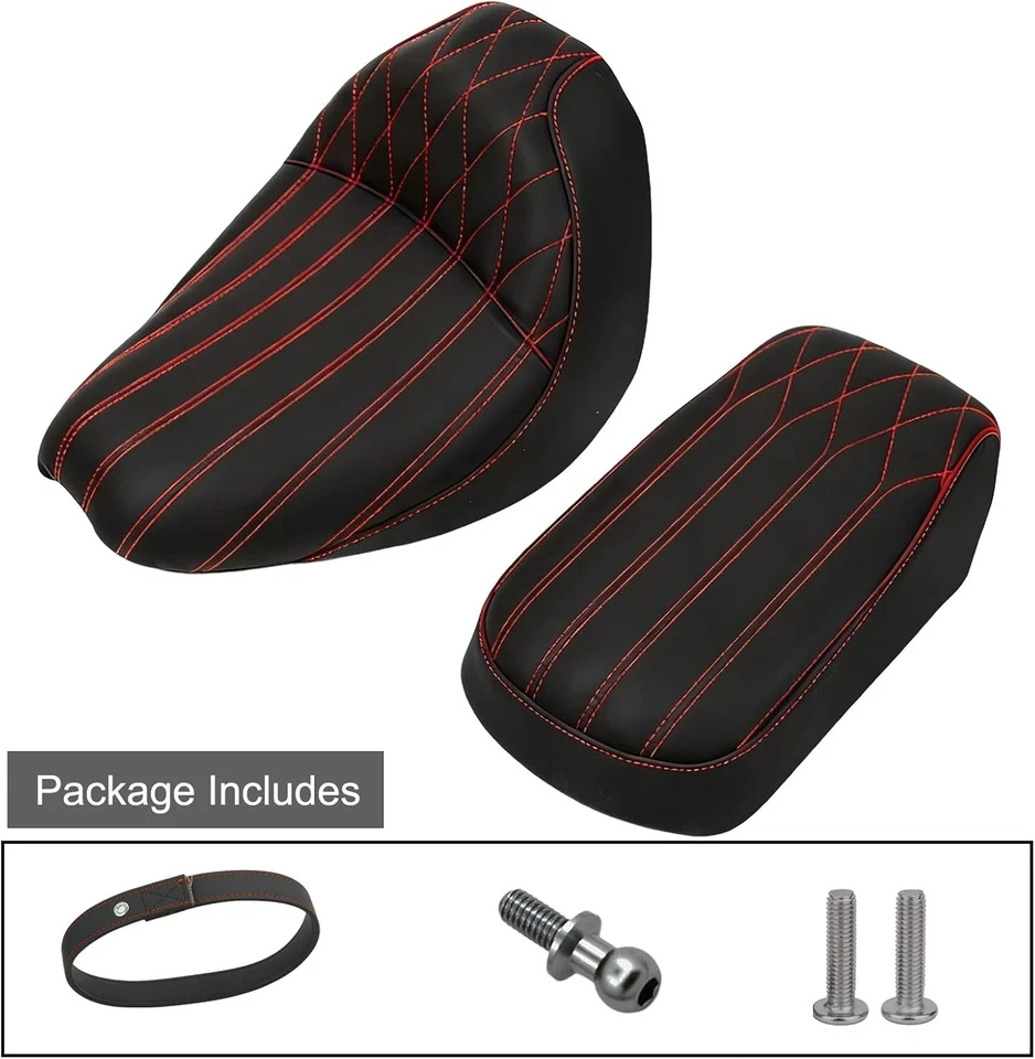 Asiento de pasajero conductor negro rojo para Indian Classic Scout Bobber 2UP 2025 Foto 3 de 4