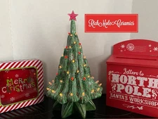 Lava  ceramic christmas tree, 14 Inch Tall,glazed In Multiple Color,1 Of A Kind