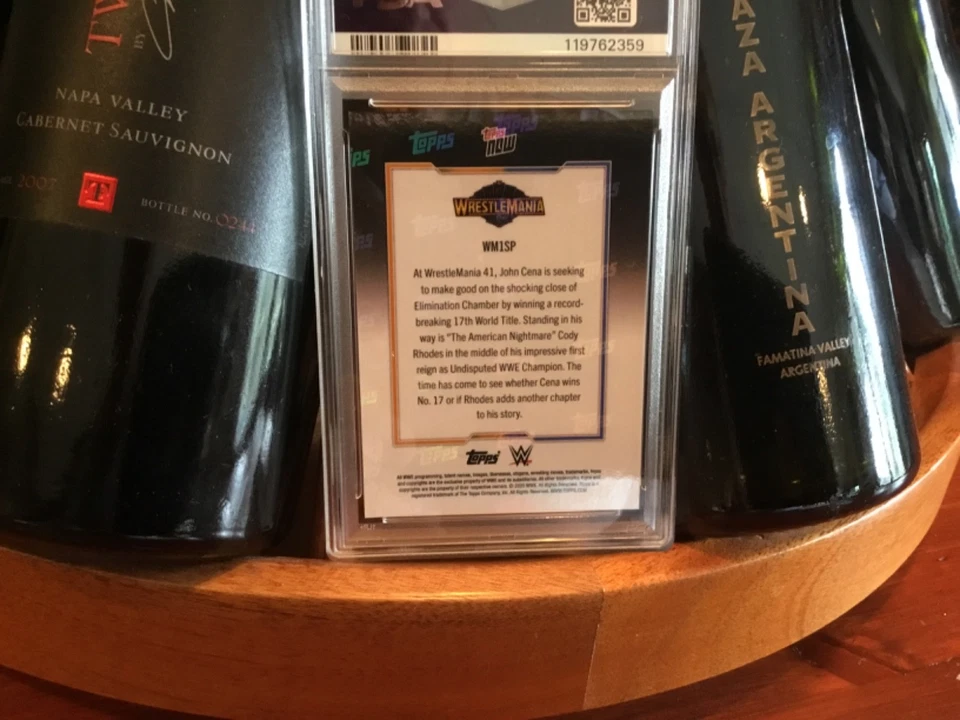 2025 Topps Now WWE Rhodes/John Cena WM41 MU Poster Rainbow Foil WM1SP PSA GM 10 - Image 3 of 4