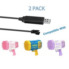 2PACK Cable for Bubble Machine Gun Compatible with Blaster Bazooka Rocket Blower