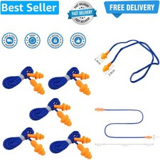 5 Pairs Corded Ear Plugs - Reusable Silicone Earplugs with String for Easy Ca...