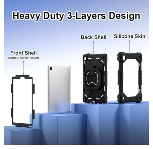 Slyueeo Case for Samsung Galaxy Tab A7 Lite 8.7", 360° Rotating Stand with Strap - Picture 3 of 13
