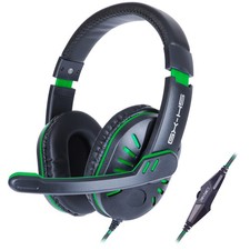 Gaming Headset with Rotating Microphone - Soft Adjustable Headband - Green