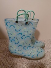 Kids Girls Rain Boots Pull Rainbows Size 1