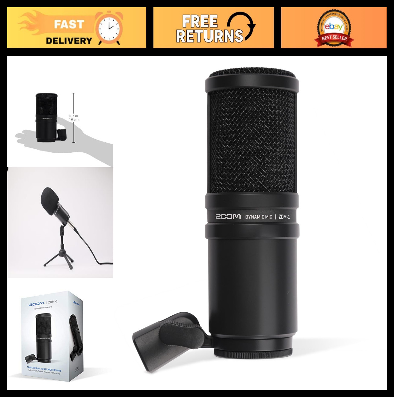 Dynamic Microphone for Podcasts, Voice-Overs & Vocals - High SPL, Metal Body, La