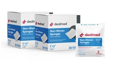 Dealmed 2" x 2" Premium Non-Woven Sponges, 4-Ply Absorbent Gauze Pads for First