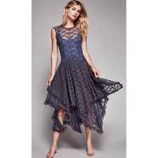 Intimately by Free People French Courtship Slip Purple Size Small Boho Lace