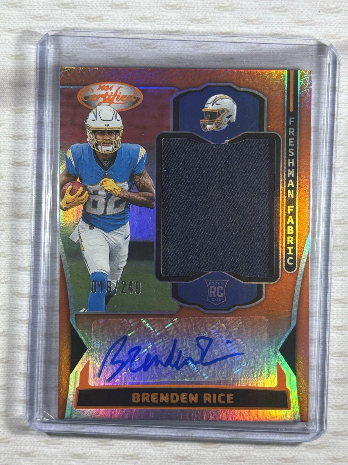 Brenden Rice Panini Certified Freshman Fabric Mirror Signatures #FMSBRE Orange