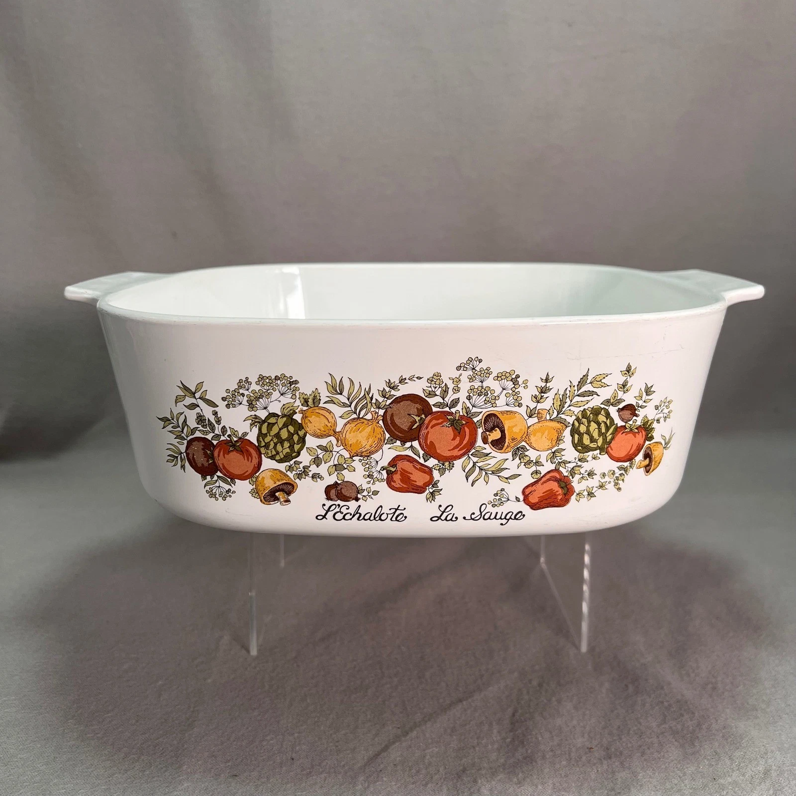 Corning Ware Spice of Life L'Echalote La Sauge A8B 4 Quart Square Casserole USA