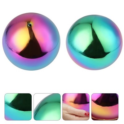 2 Stück Edelstahl Rainbow Gazing Globe Mirror Ball Bunte Metallkugeln