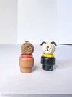 Rare Vintage Fisher Price Little People Brown Tan Dog & White/Black Dog Wooden