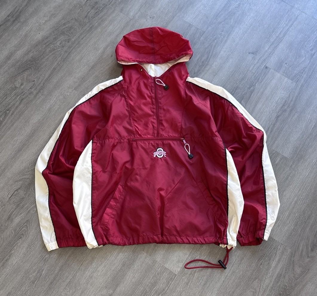 Vintage 90s Ohio State Buckeyes USA Sports Club Red Pullover Windbreaker Mens XL
