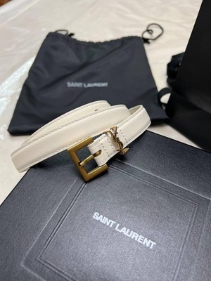 Yves Saint Laurent belt, Women Beige,leather Gold Plated, size 85-90