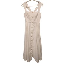 Anthropologie Maeve Square Neck Button Down Linen Blend Midi Dress Size 8 NWT