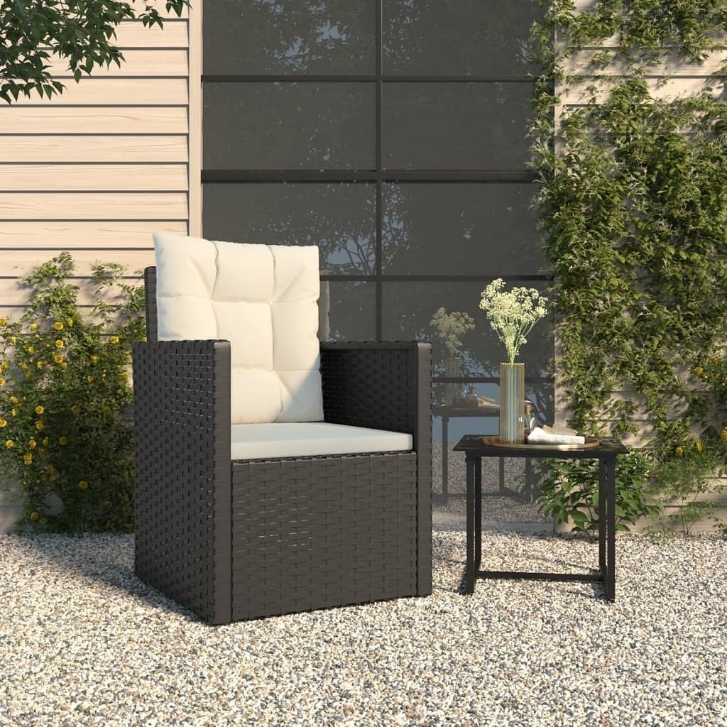 Black Poly Rattan Patio Armchair with Comfortable Cushions