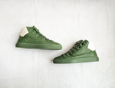 Balenciaga Arena Men 8 41 Green Leather High Top Sneakers Shoes
