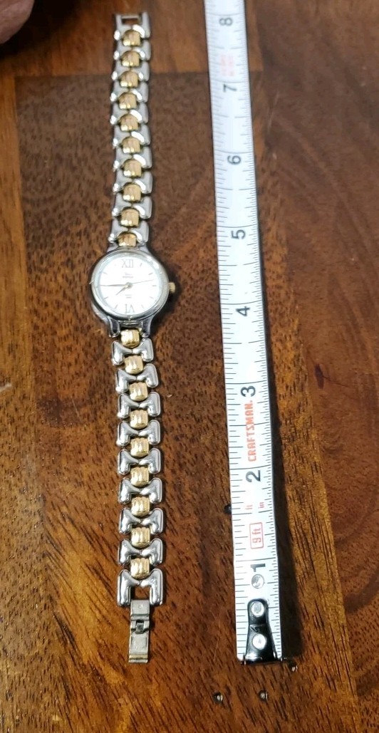 Rare Timex Indiglo Women Watch Silver & Gold Tone Stainless White Dial Quartz image 7