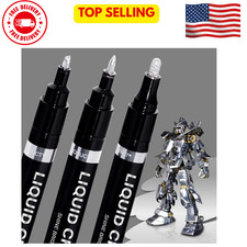 3PK Liquid Chrome Markers Set, Permanent Mirror Pens for Plastic, Metal, Art