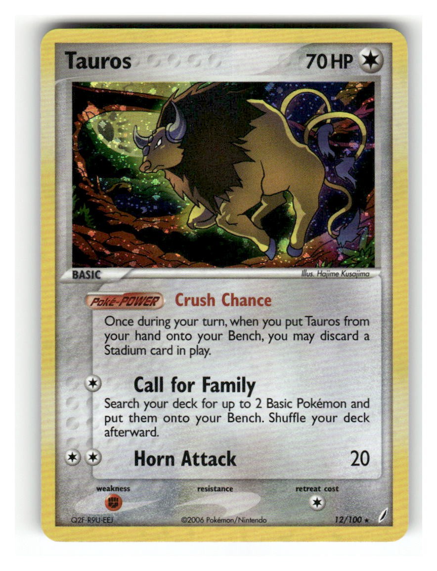 Tauros 12/100 Holo Rare Crystal Guardians Pokemon Holo Lightly Played