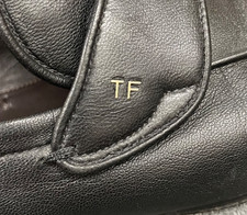  1500 TOM FORD Metal TF Logo Black Slip On Loafers Shoes Men's Size US 8.5