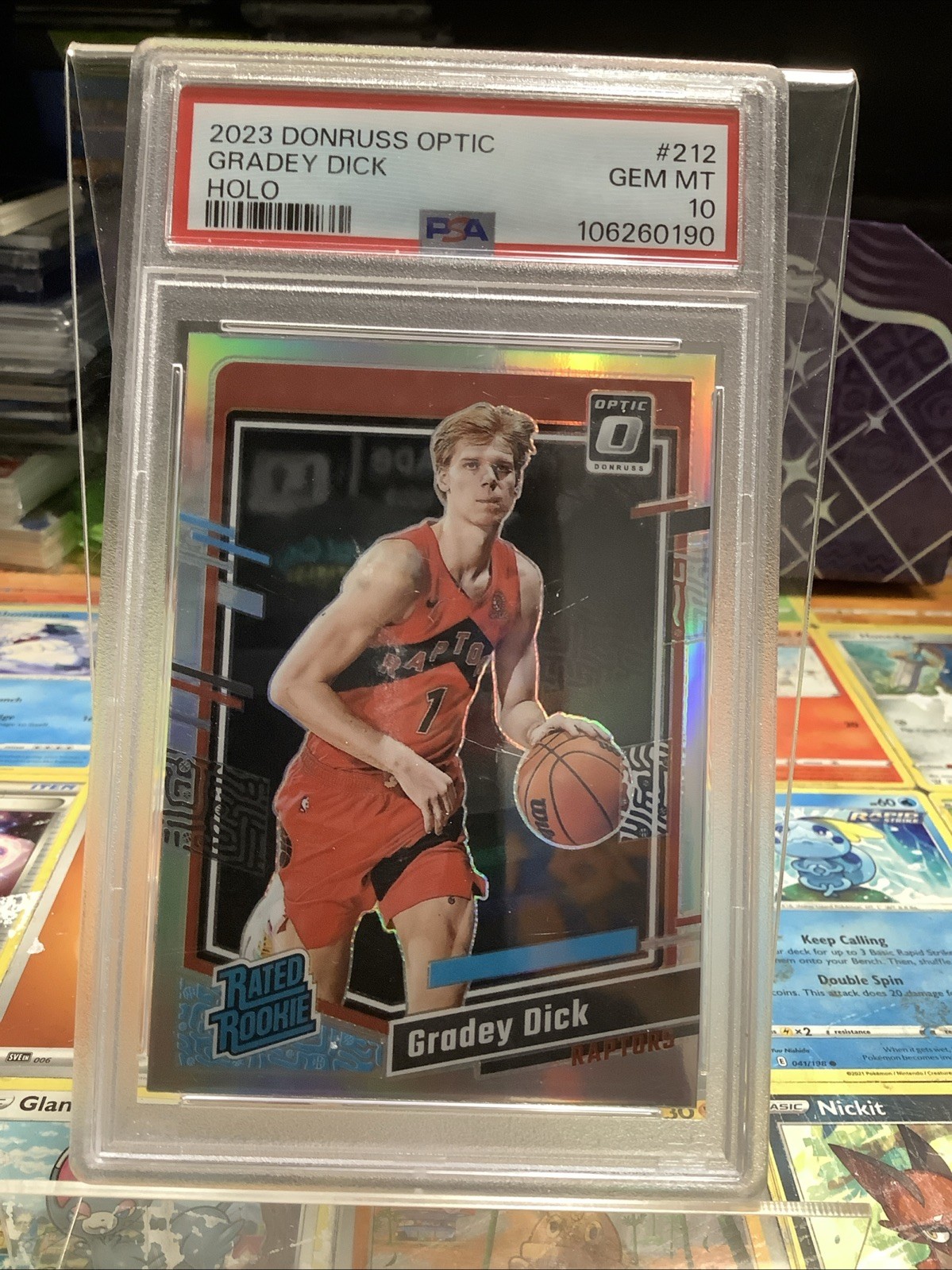 2023-24 Panini Donruss Optic - RC  Red Glitter #212 Gradey Dick 5/75 PSA 10