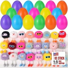 24 Pack Prefilled Easter Eggs with Kids Keychains Plush Toy Cute Keychains for