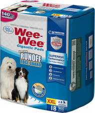 XXL Giant Puppy Training Pads 27.5x44" Leak Proof Dog Pee Pads 18 Pack Four Paws